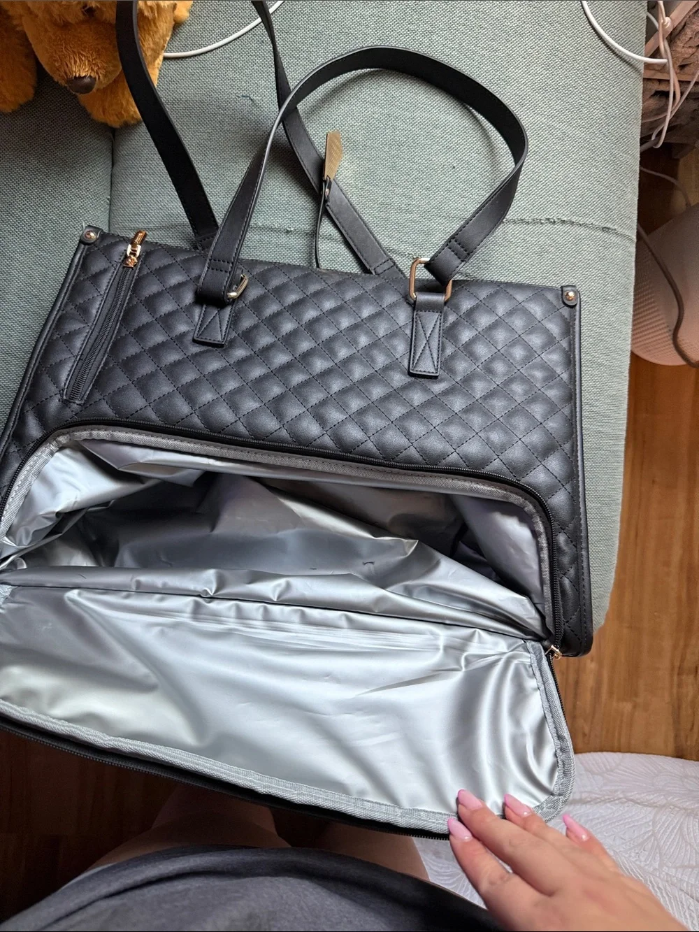 Black Quilted Leather Tote Bag - Classic Men’s Work Tote